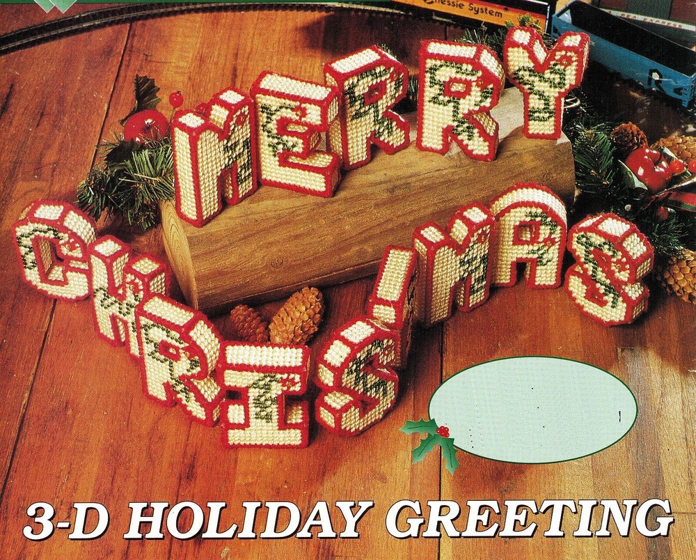 Plastic Canvas Xmas Window Screen Ornaments 3D Greeting Tissue Topper Patterns
