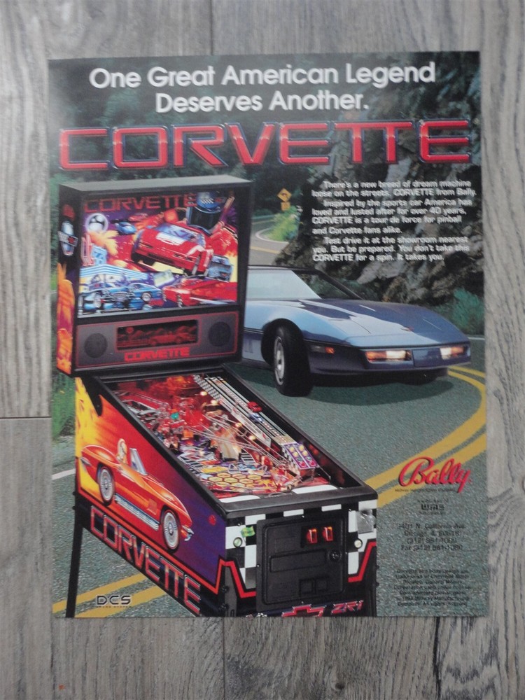 Corvette Pinball Machine Flyer Bally Original Brochure