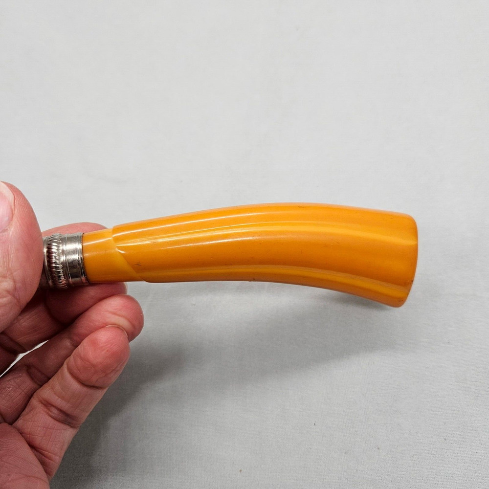 Vintage Butterscotch Bakelite? Handle Stainless Knife Sharpener Kitchen Tool