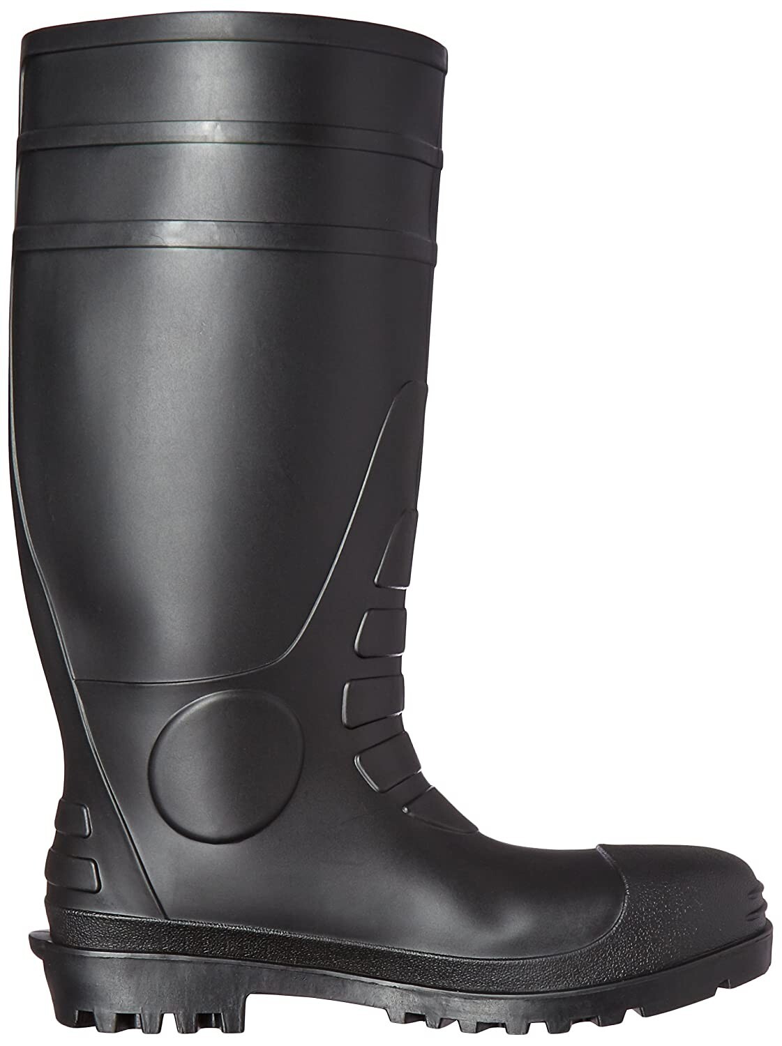 31251 Rubber Fishing Hunting Waterproof PVC Work Mud MENS BLACK BOOTS STEEL TOE