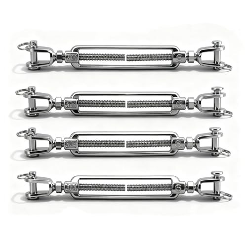 4-PCS 1/4"Jaw & Jaw Turnbuckle Hook,304 Stainless Steel M6 Open 1/4" （M6）-4PCS