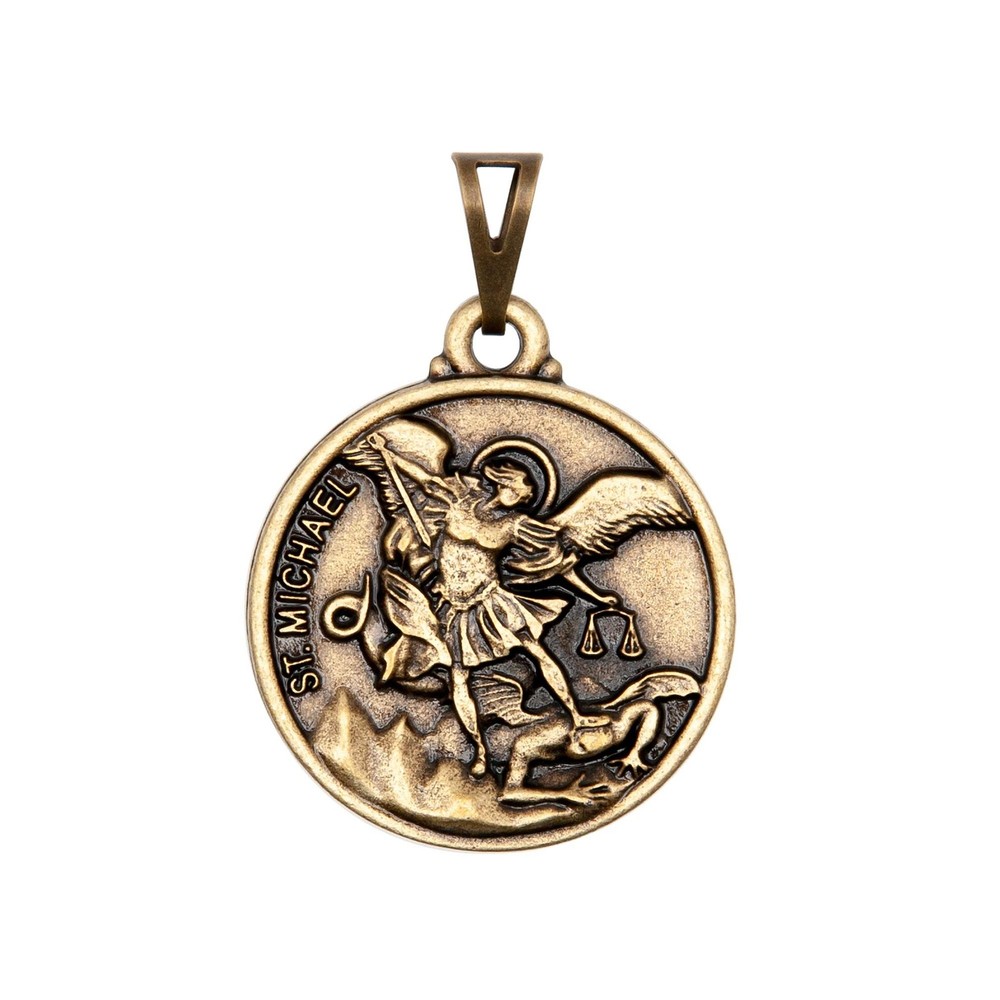 Intercession Saint Michael Medal Antique Gold