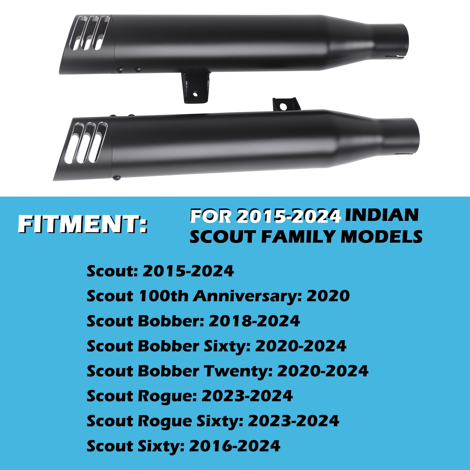 3.0'' Slip Ons for Indian Scout Exhaust, Amazing Sound for Indian Scout Muffler