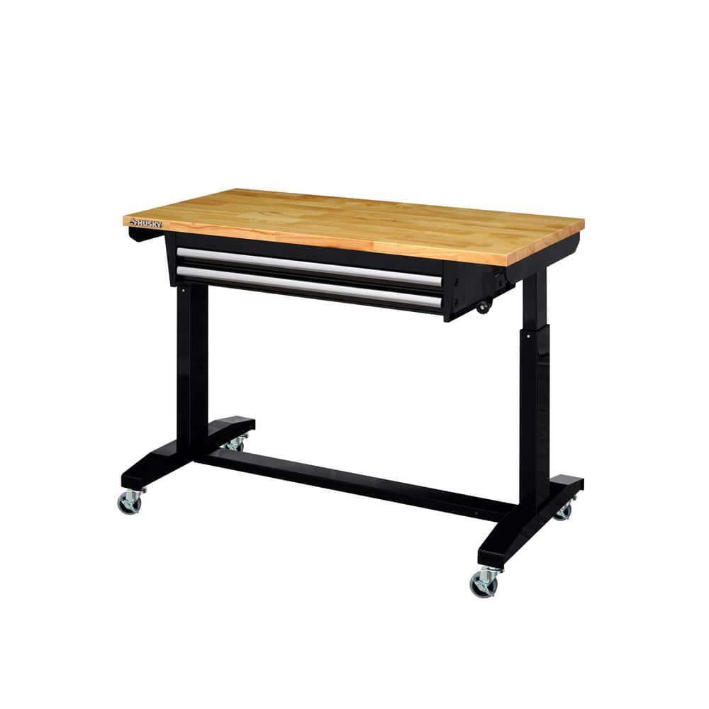 Husky Workbench Tool Storage 46 in. W Adjustable Height Worktable with 2-Drawers