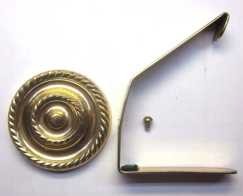 Hampton 1970s Solid Brass Swag Valance Drapery Bed Frame Medallion Rosette 1 Vtg