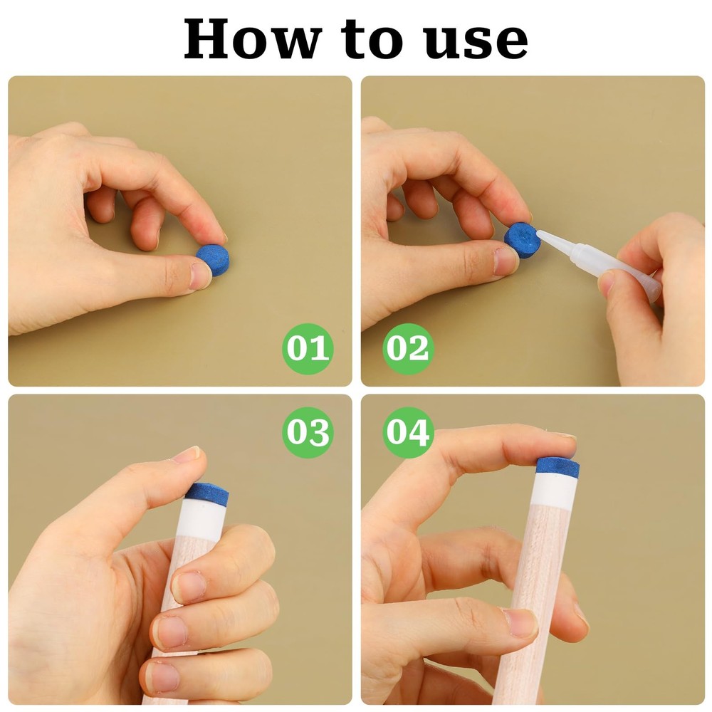 20 Pcs 13mm Billiard Pool Cue Tips Pool Stick Replacement Tips for Snooker