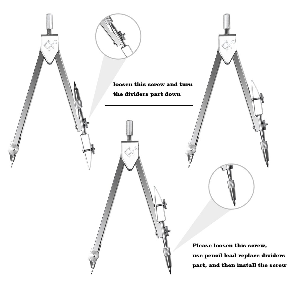Geometry Math Set Drawing Compass 6 Inch Transparent Swing Arm Protractor