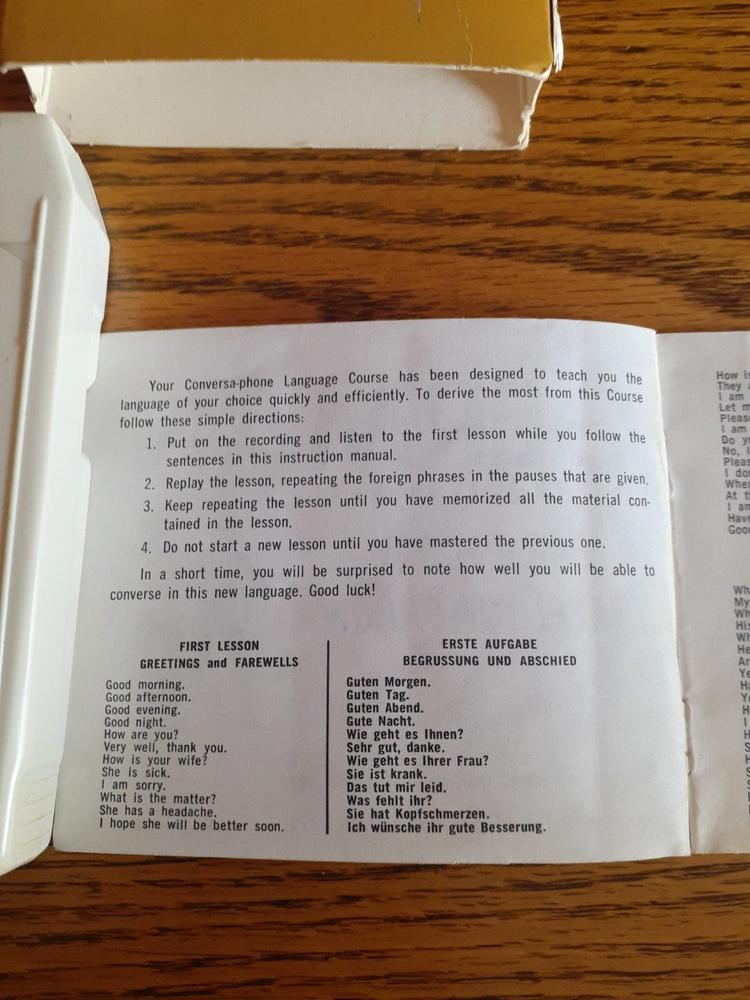 Vintage 8 Track German Language-Learning 1969 with book