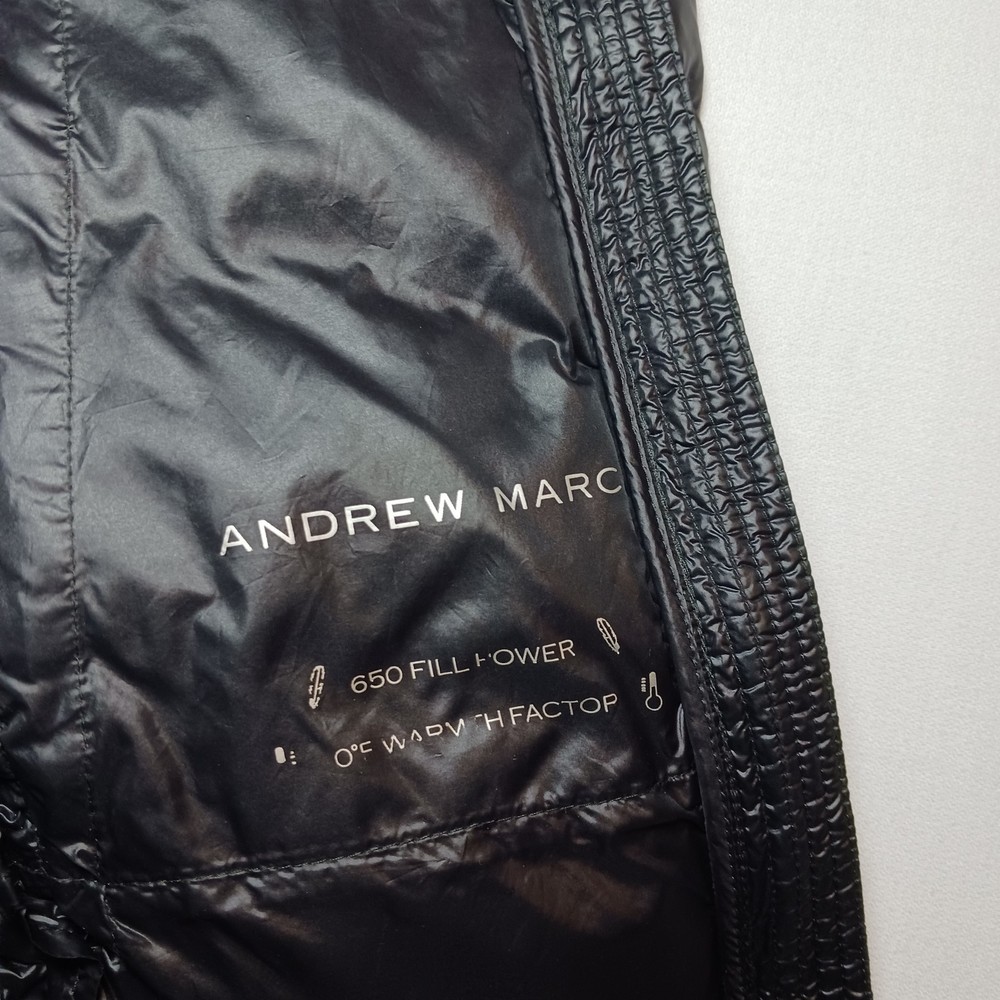 Andrew Marc Womens 650 Fill Packable Duck Down Puffer Jacket Medium Black