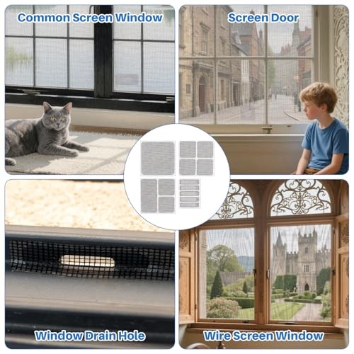 Sheets Window Screen Repair Kit - Black Self-Adhesive Screen Patch Repair 16