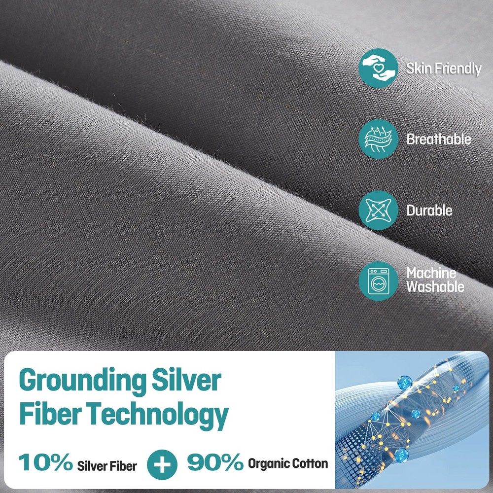 Grounding Fitted Sheets Queen Size, with Queen, Gray