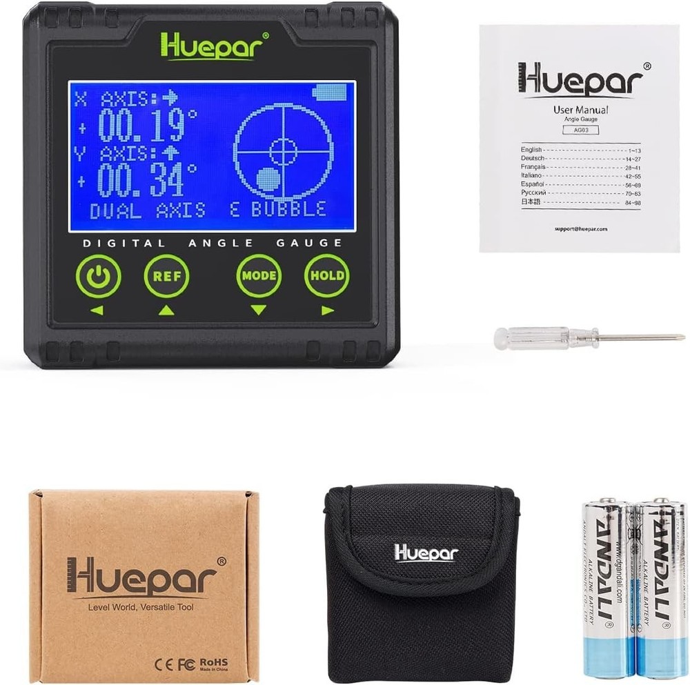 Digital Angle Gauge Protractor Electric Bubble Angle Finder Dual Axis Level Box