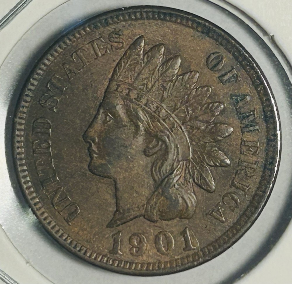 1901 Indian Head Cent Coin Some Luster