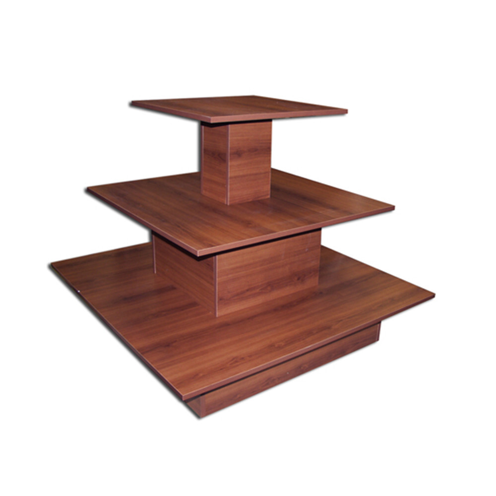 3 Display Level Standing Shelf Unit Waterfall Table Display 48"x48"x42" | CHERRY