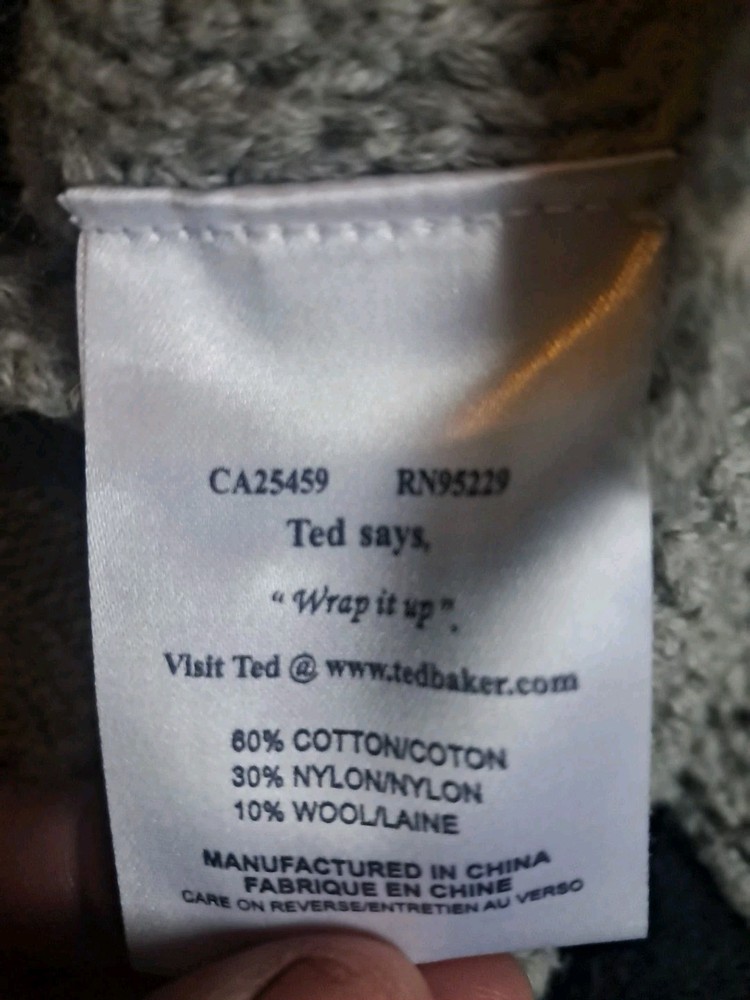 Ted Baker Think Chunky Cotton Sweater Grey Mens Medium