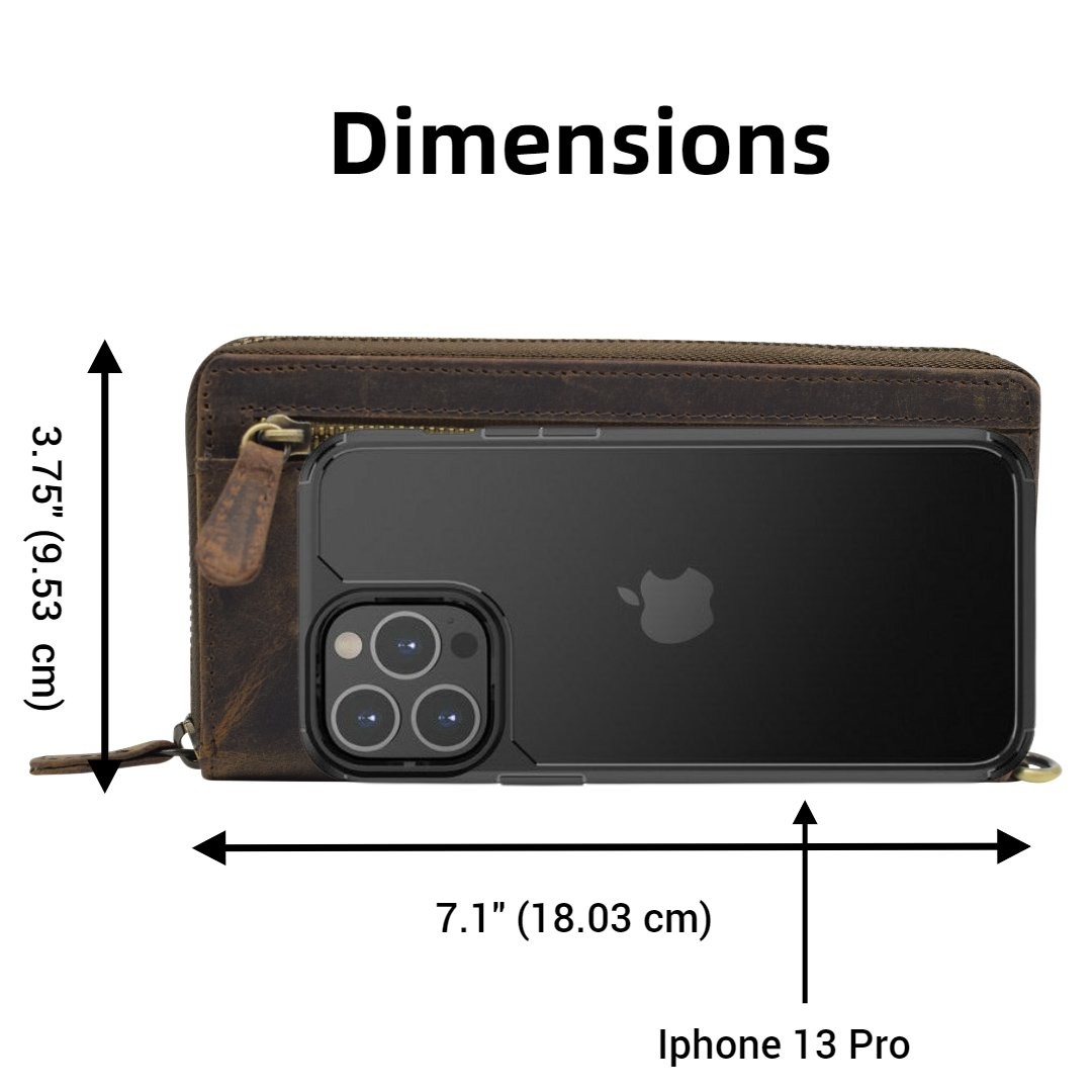 Vintage Leather Women's Wallet RFID Zip Around Card Holder Phone Wristlet Clutch