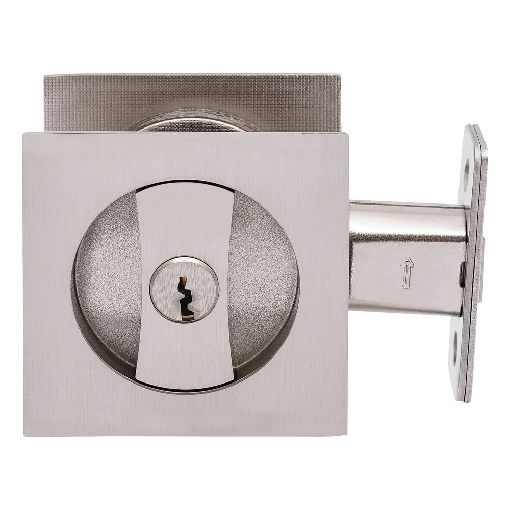 Cavity Sliding Door Lock Privacy Function Entry Lock Silver Square Zinc Alloy