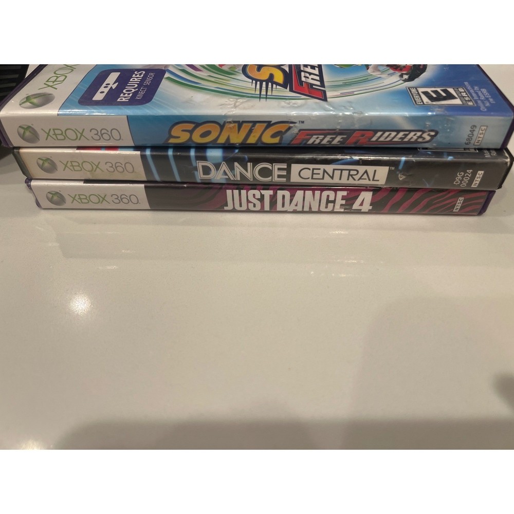 Xbox 360 Kinect Bundle 3 Games Dance Central Just Dance Sonic Working
