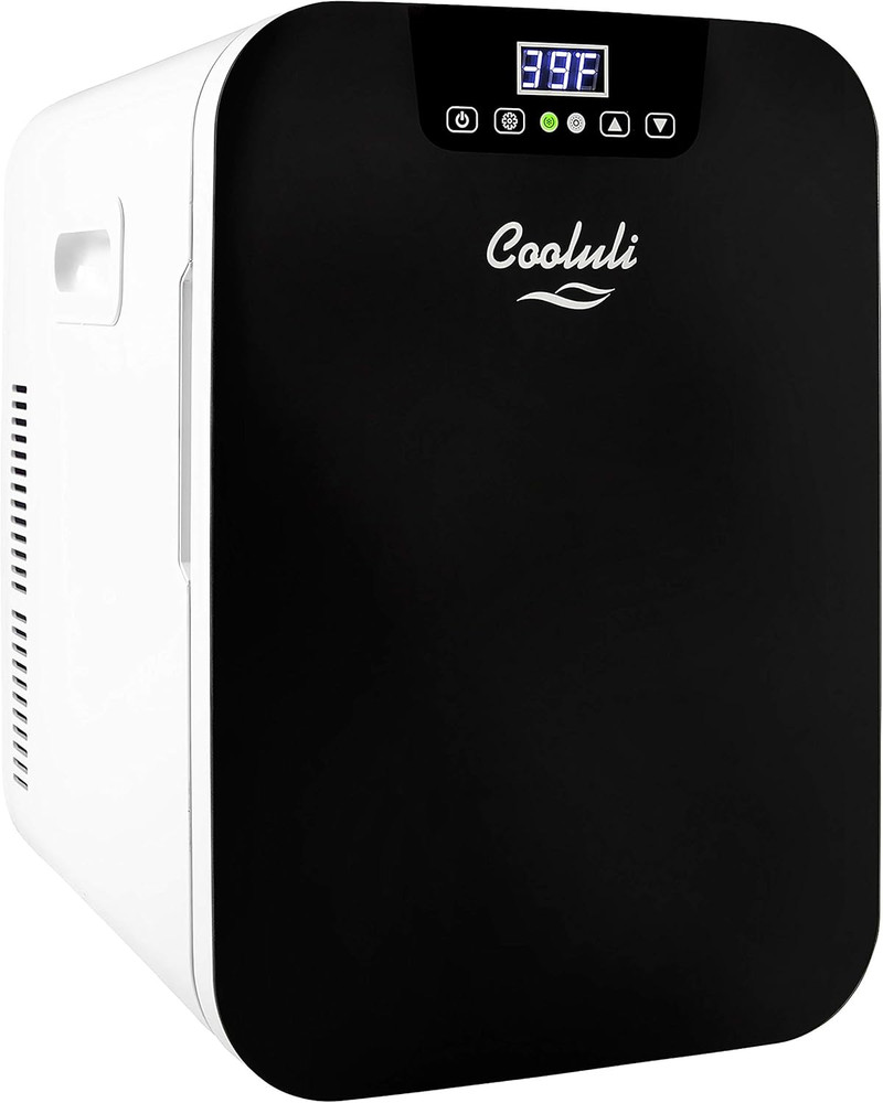 Compact 20L Mini Fridge with Adjustable Temperature - Sleek Black Design