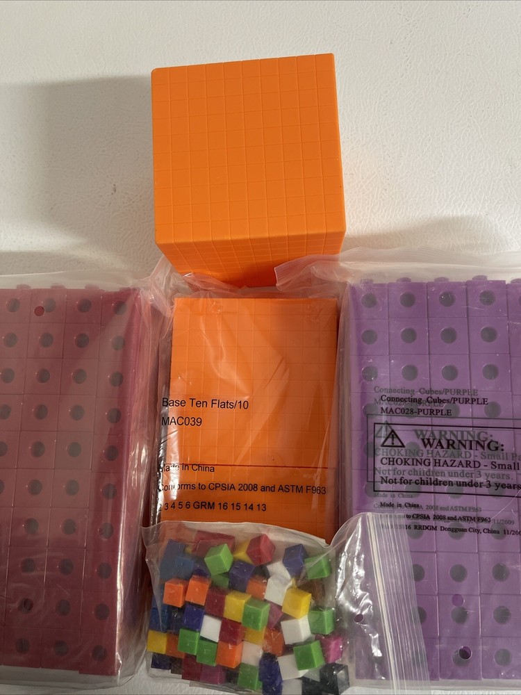 Base Ten Block Math Manipulatives Flat Single Connecting Cubes