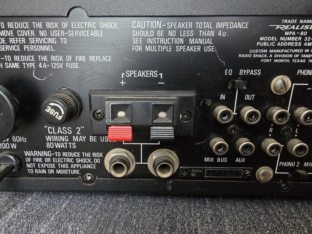 Realistic Amplifier 1980s MPA-80 Solid State PA Mixer Equalizer | Serviced 11/25