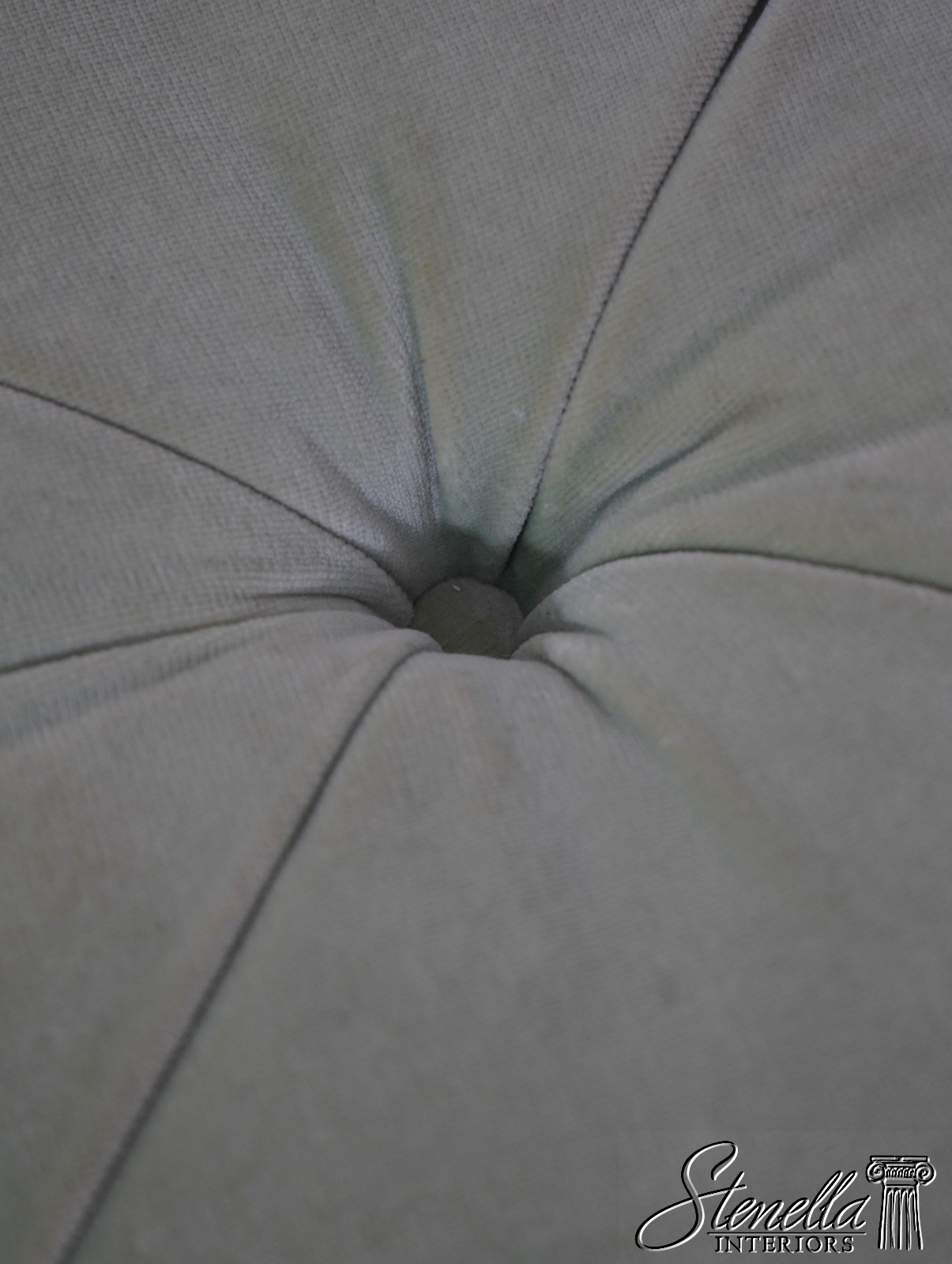 71656: BAKER Round Green Velvet Style Upholstered Ottoman