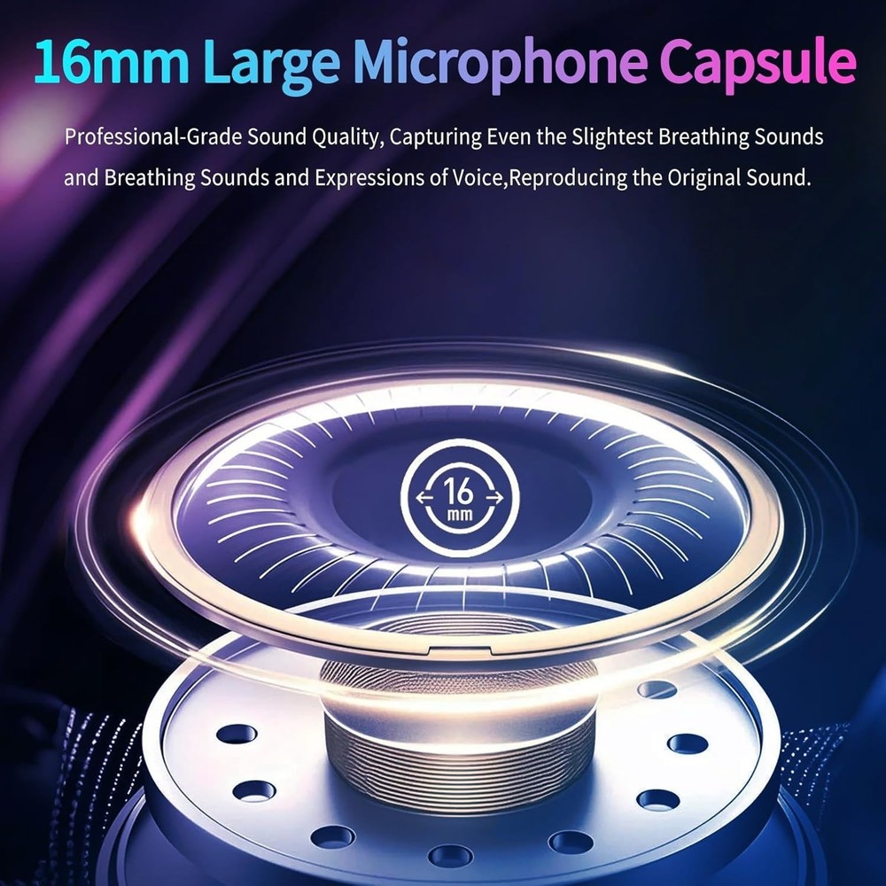 Pro USB Gaming Microphone with Real-Time Control & Advanced Noise Reduction