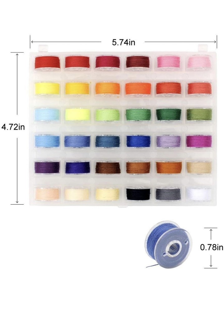 36Pcs Bobbins and Sewing Threads with Bobbin Case for Multiple Sewing Machine...