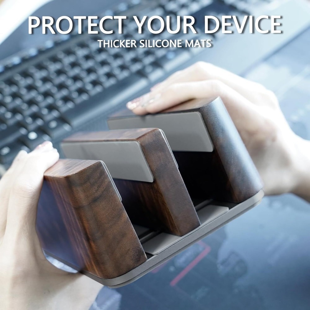 Vertical Laptop Stand for Desk - Holder MacBook and Solid Walnut