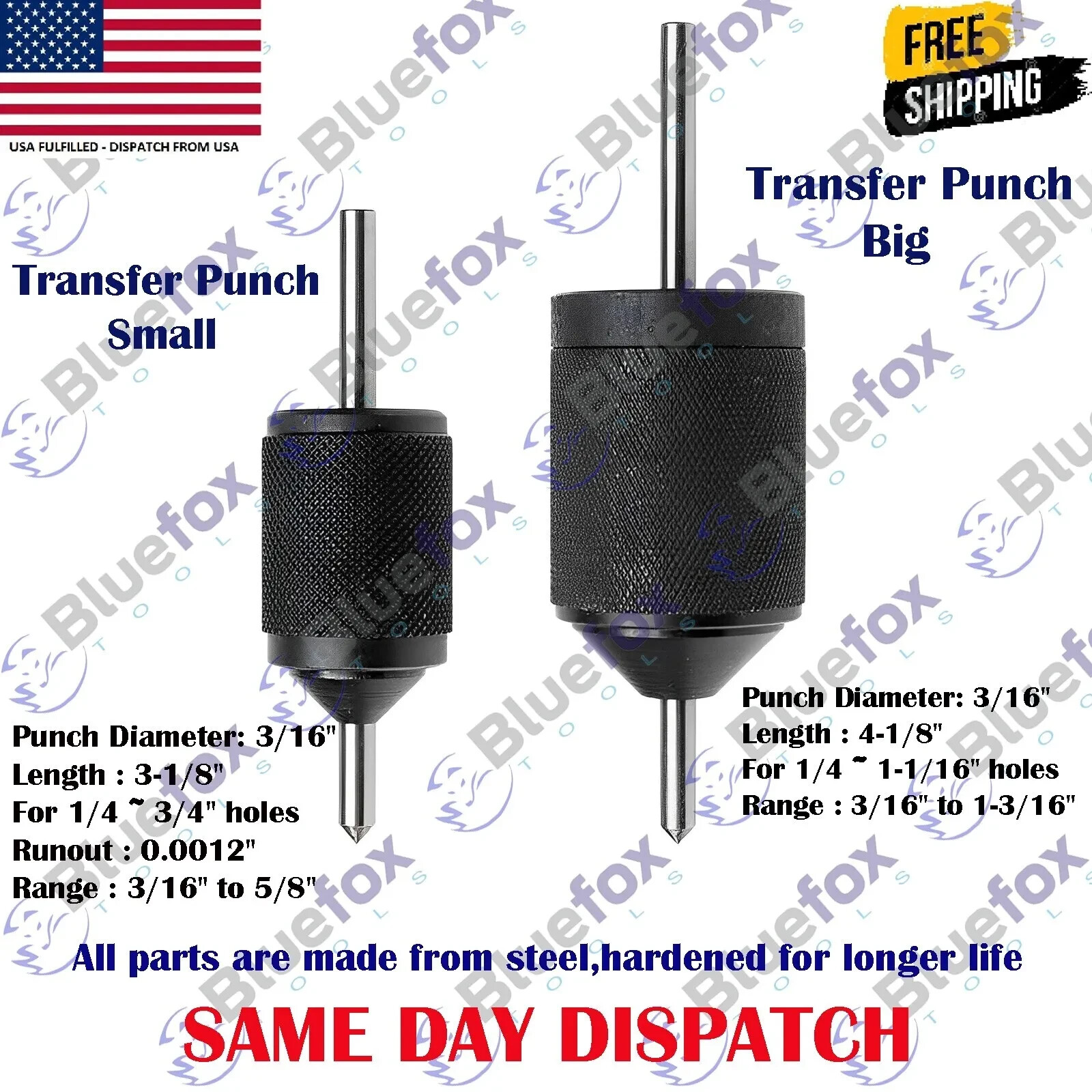 New Universal Transfer Center Punch & Aligner - 4-1/8" & 3-1/8" - Set Of 2 Pcs