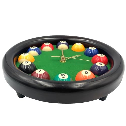 Billiards Pool Ball Clock - 11Inch Round Table Cool Wall Clock with Wood