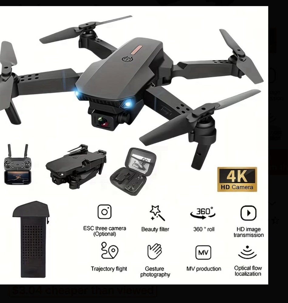 Drone Pro 4K Dual Camera Quadcopter, Screen Remote, Optical Flow, Foldable, Bla…