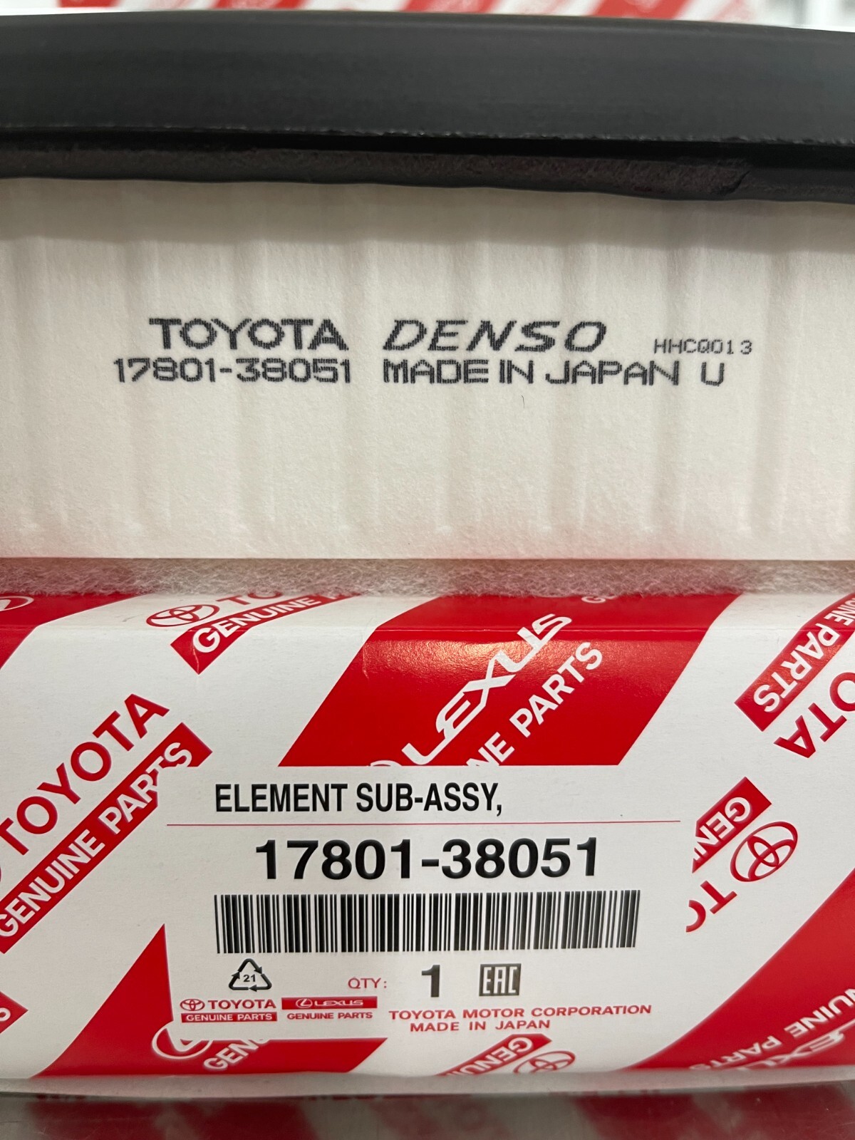 2010-2024 4RUNNER Toyota Genuine OEM Engine Air Filter 2010-2014 FJ 17801-38051