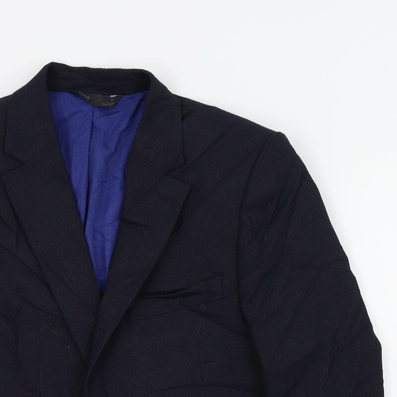 M&S Mens Blue Polyester Blend Jacket Suit Jacket Size 38