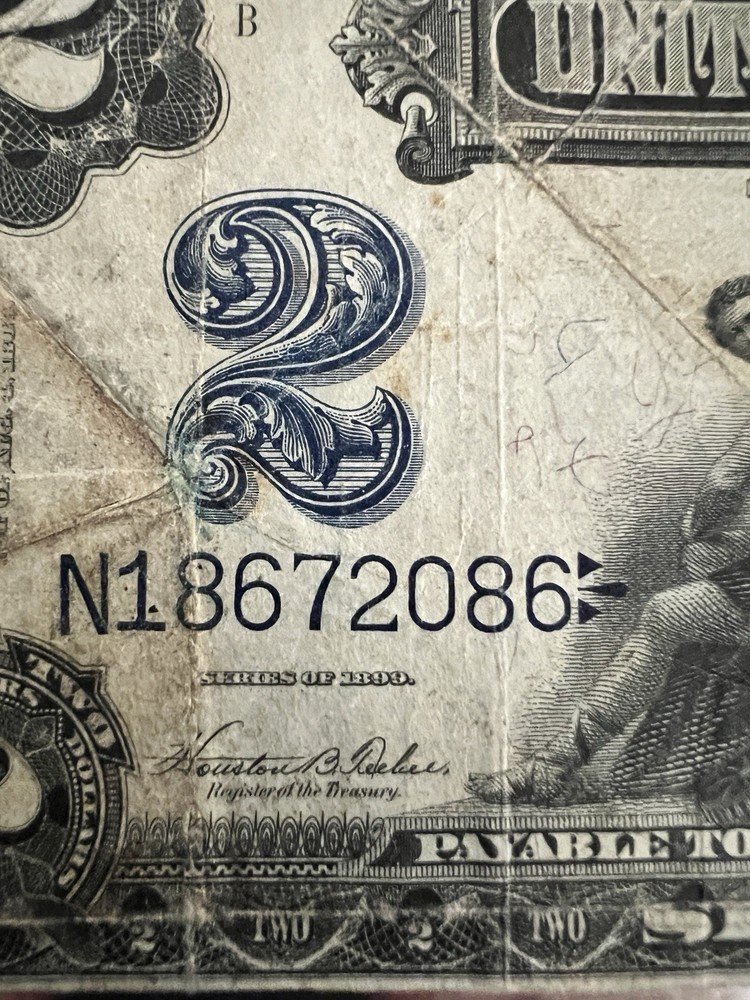1899 $2 Silver Certificate Mini Porthole Note