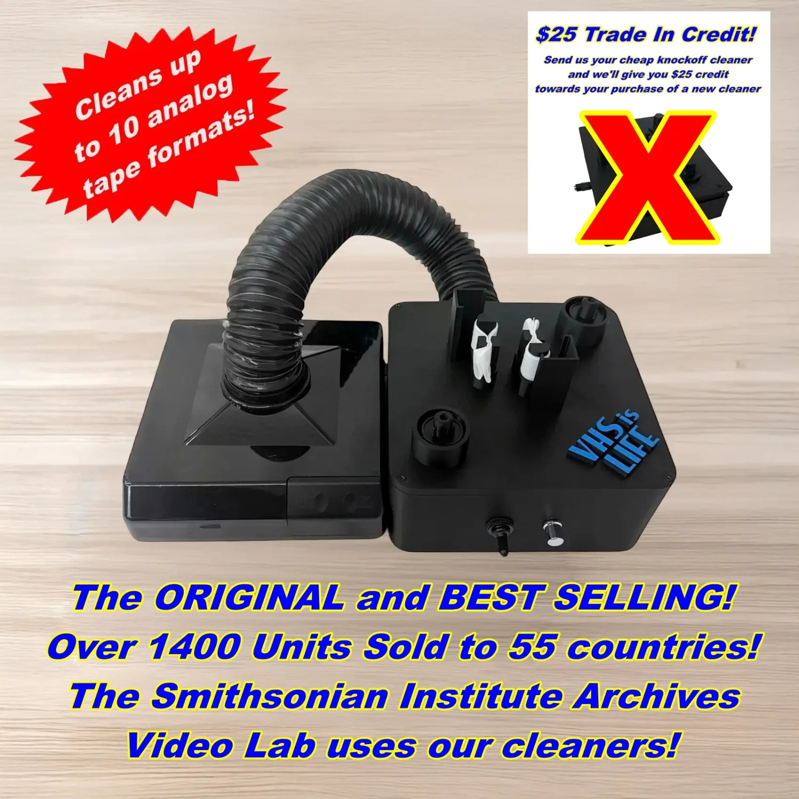 VHS Mold Cleaner Betamax Analog Tape Removal System w/Vacuum for Mold Capture!