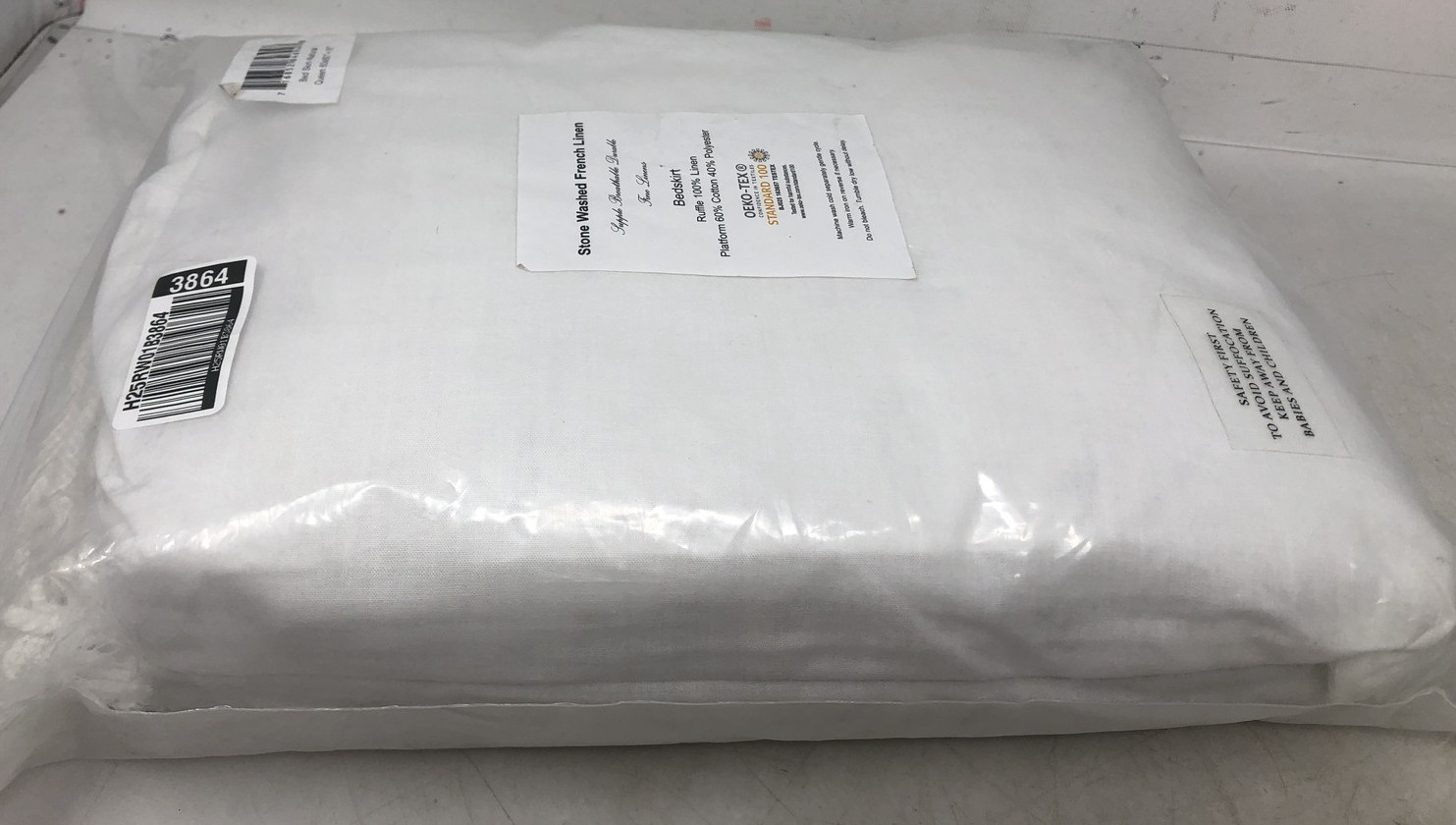 Meadow Park Washed Linen BedSkirt, Queen Size 60" W x 80" L, Drop 16",Natural