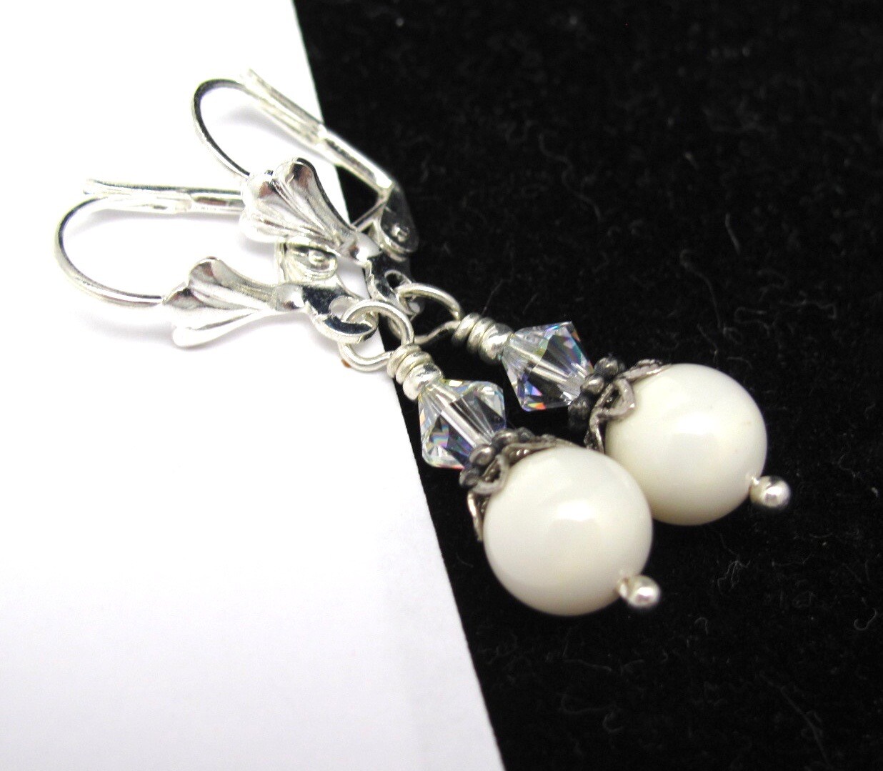 Crystal Pearl Earrings Cream White Silver Plate Mix Wedding Jewelry Birthday