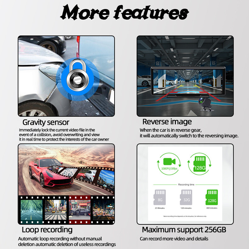 10 Inch Mirror Link Bluetooth AUX Camera Touch Screen FM Carplay Android Auto