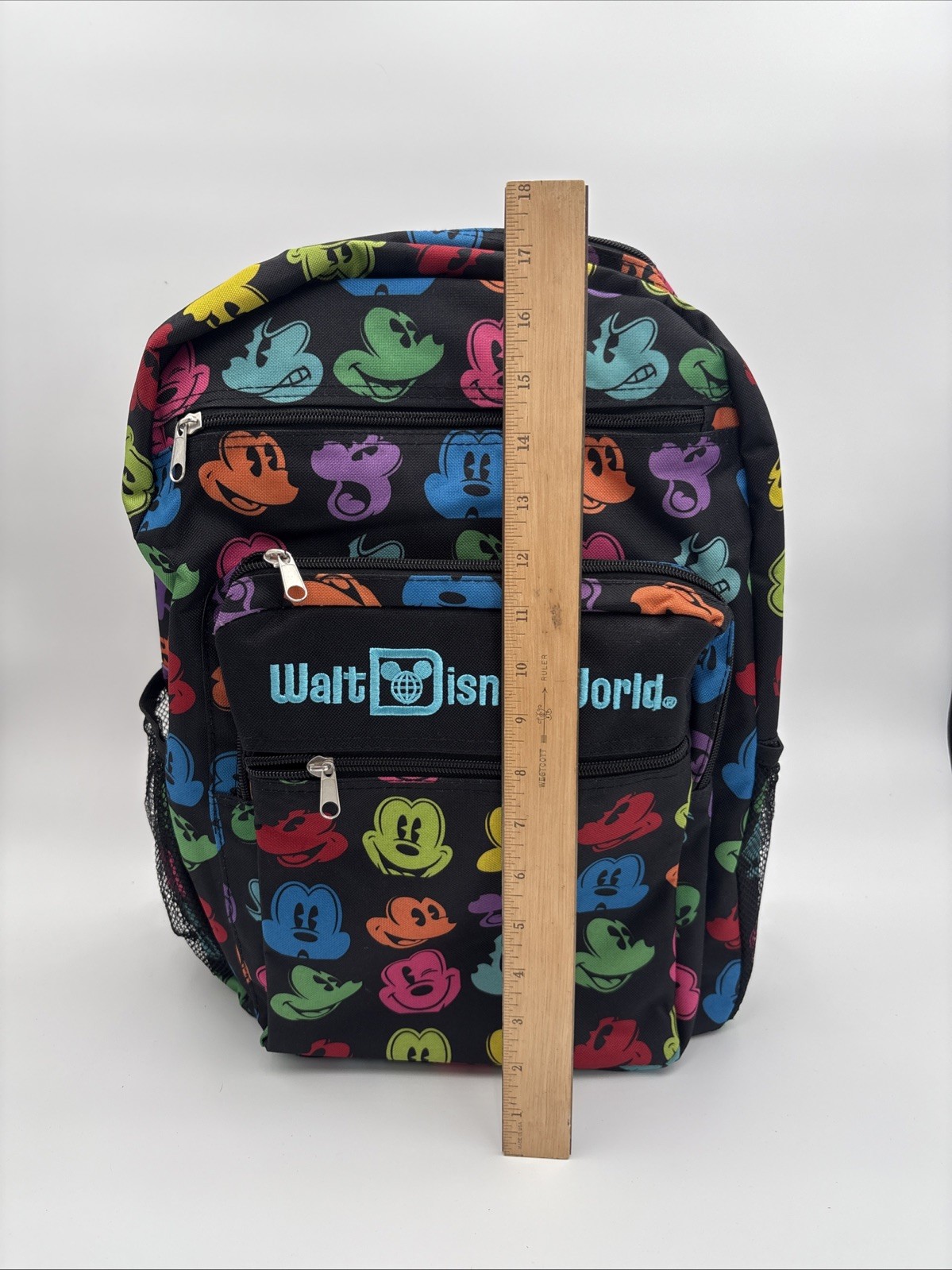 Walt Disney World Park Mickey Mouse All Over Black Backpack Large