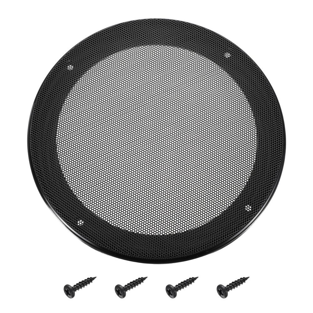 6.5" Speaker Grill, Black ABS Frame with Black Mesh Cover and Screw