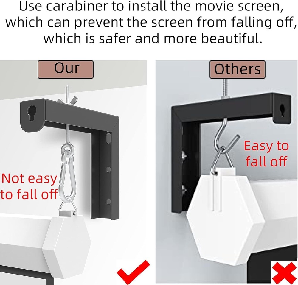 Universal Projector Screen L-Bracket Wall Hanging Mount 6 inch Adjustable