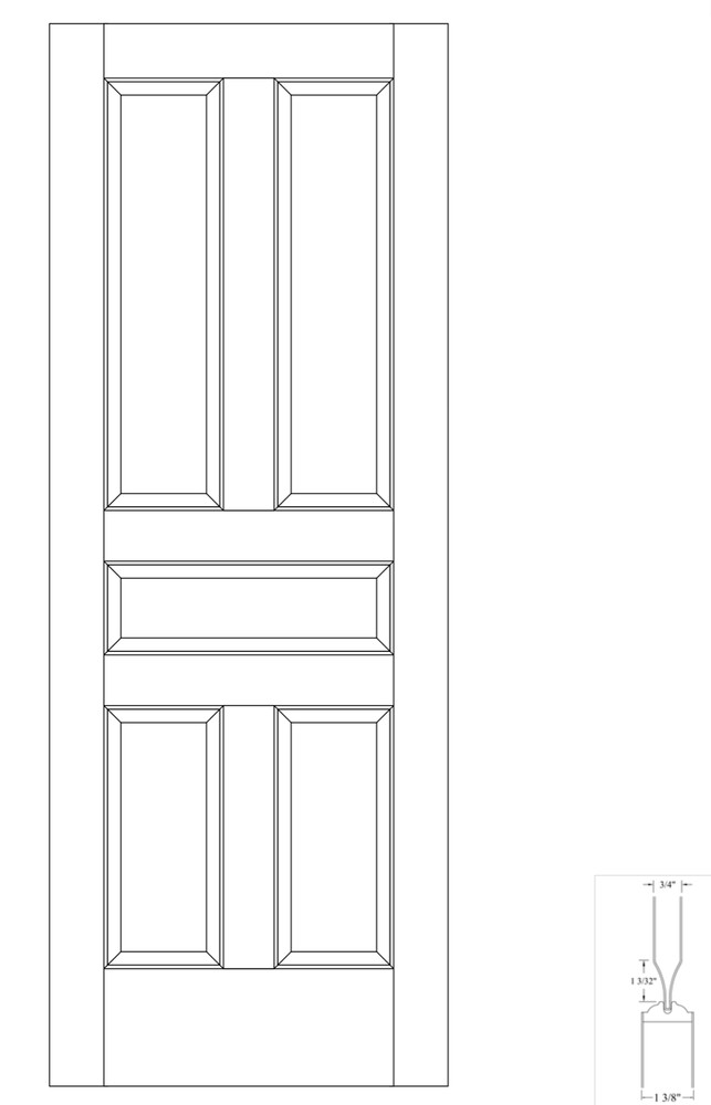 Primed Smooth 5 Panel Traditional Raised Panel Solid Core Interior Doors #5TC