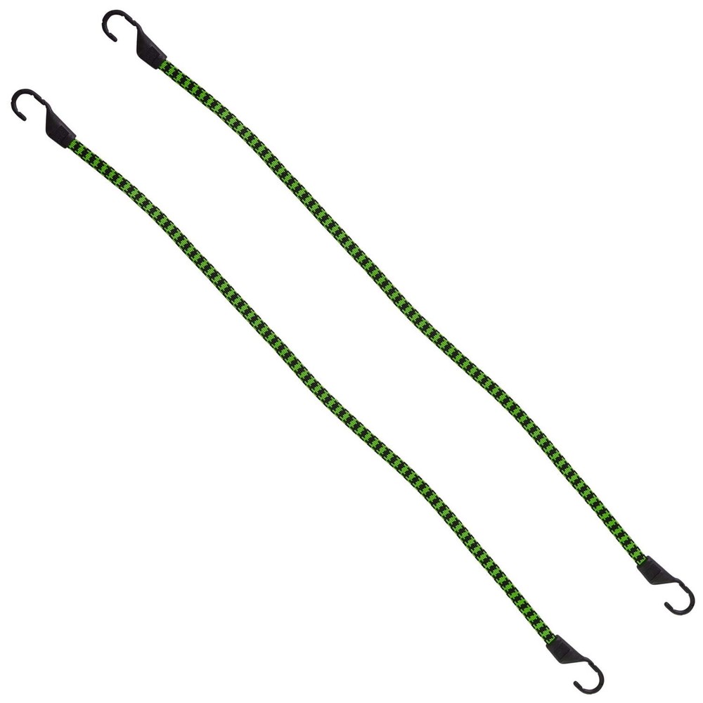 Hyper Tough Green/Black Poly-Pro Flat Bungee Cord, 48 inch, 2 Pack