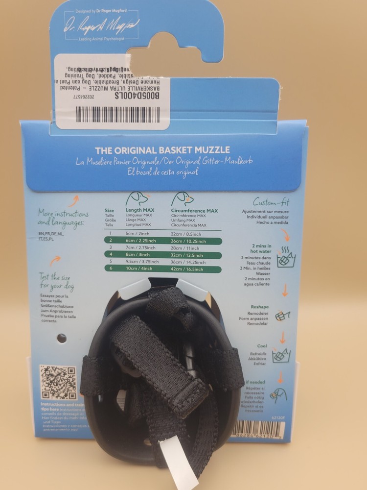 Baskerville Ultra Muzzle for Dogs - Size 1 - Adjustable & Comfortable - New