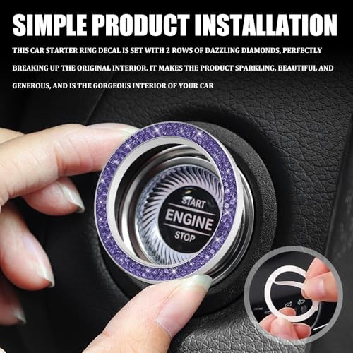 Car Engine Start Stop Decoration Ring, Car Engine Start Button 2PCS Purple