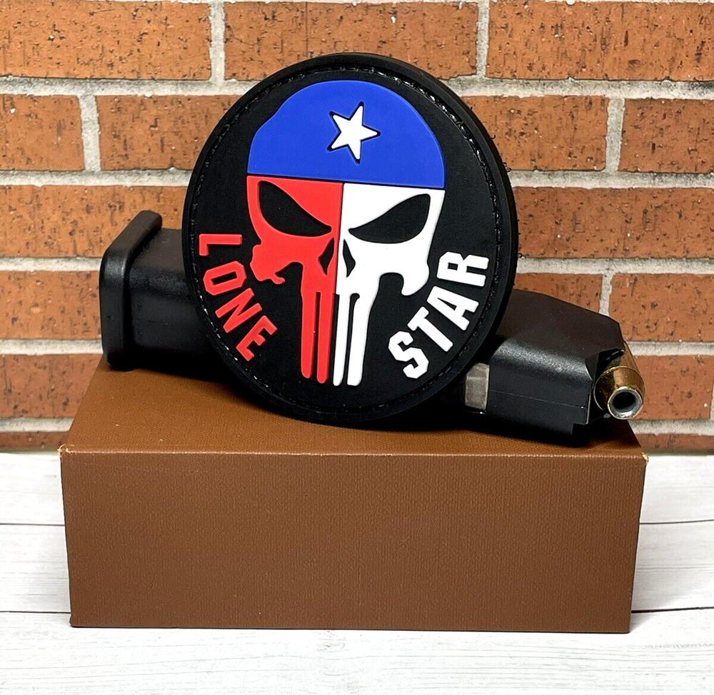 PVC Tactical Morale Patch, Punisher Skull Texas Flag Patch, Lone Star Gun Patch