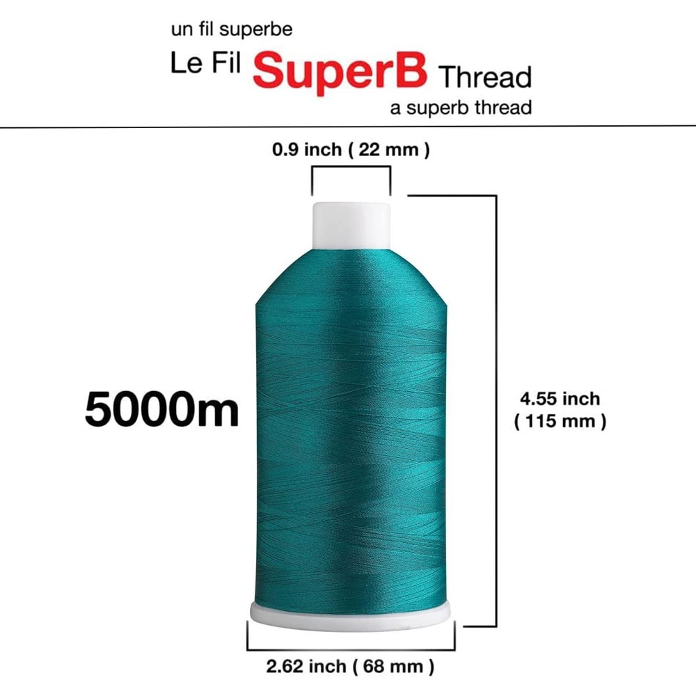 Super B Polyester Embroidery Thread, 40wt Large Spool 5000m, Embroidery Threa...