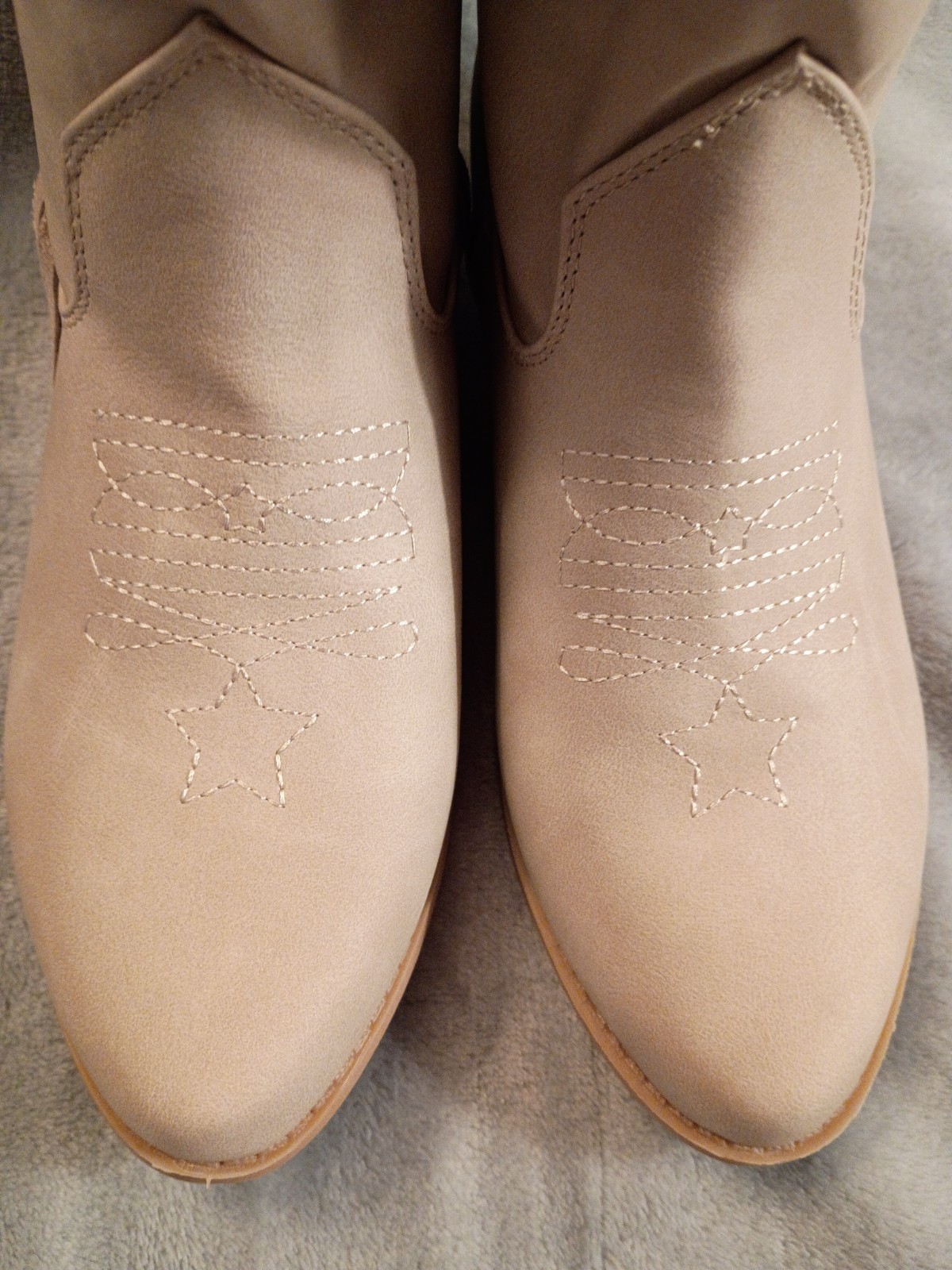 New Justice Western Cowgirl Boots Big Girls Size 4 Tan Embroidered Fringe Riding