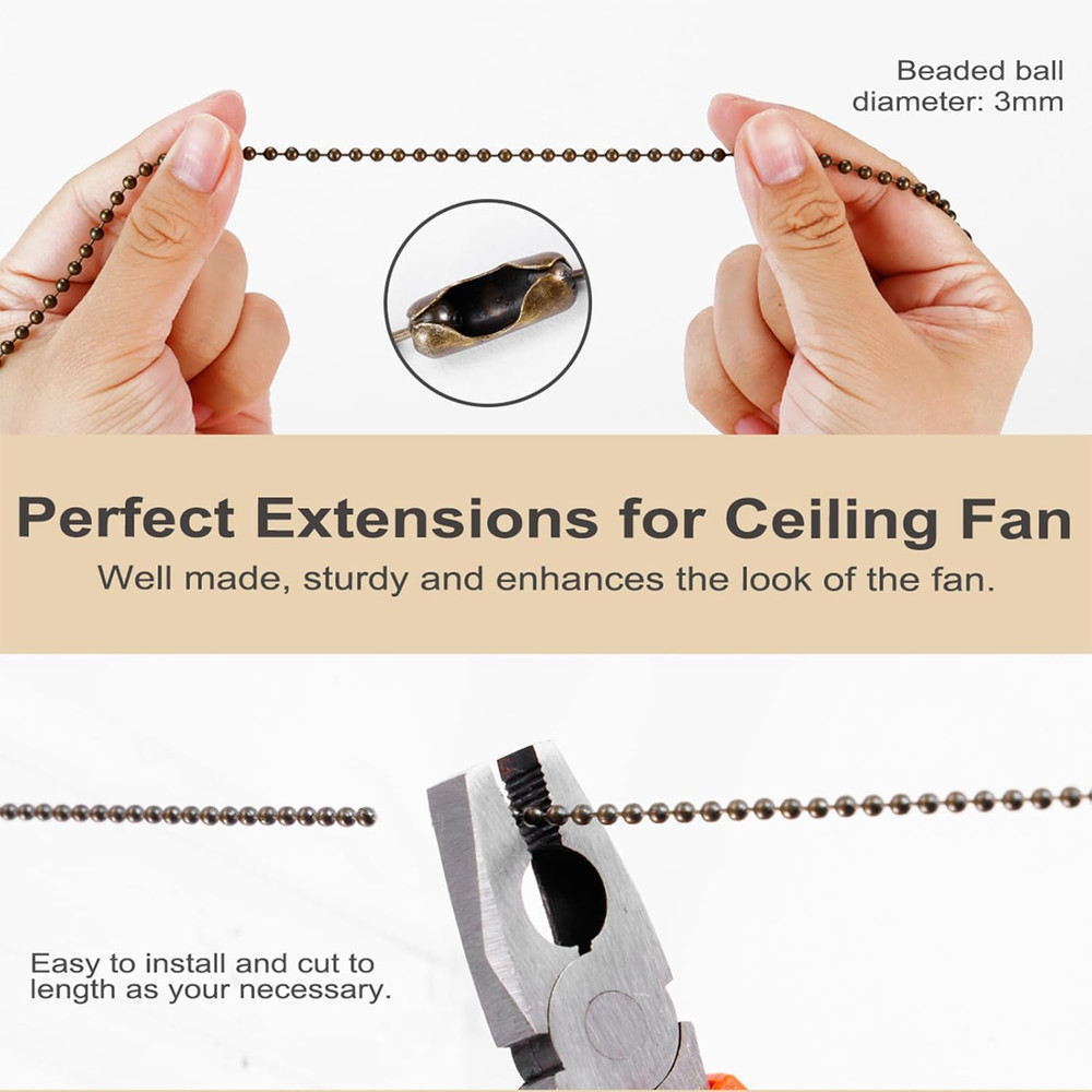 4 Pack Bronzed Ceiling Fan Pull Chain Extender 12 Inch Drop Pendant